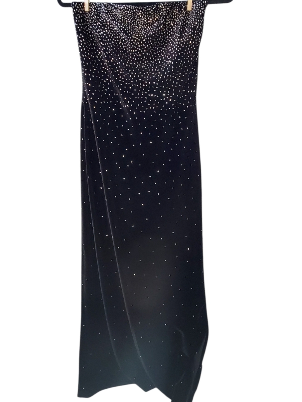 Reggie Strapless Black Evening Gown with Scattered Crystal Detail Size 12